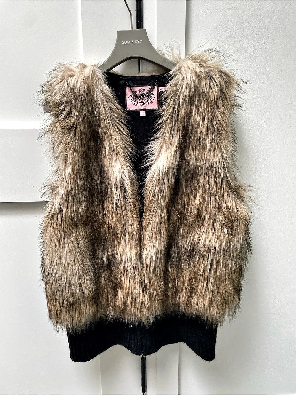 Juicy Couture Cornwall Faux Fur Vest Brown & Black Large